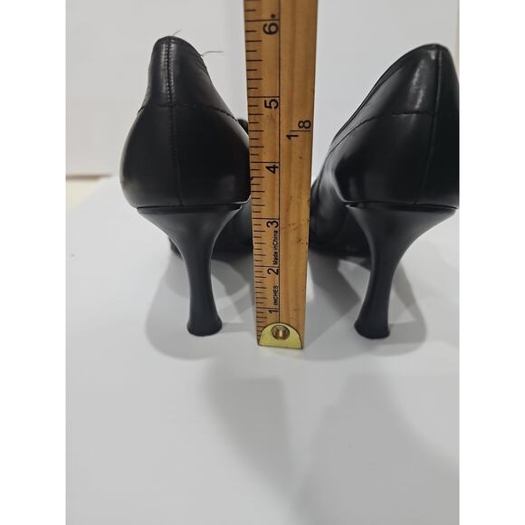 Stuart Weitzman Black Leather Heel Shoe Booties Sz. 9.5 /40 - Picture 7 of 10